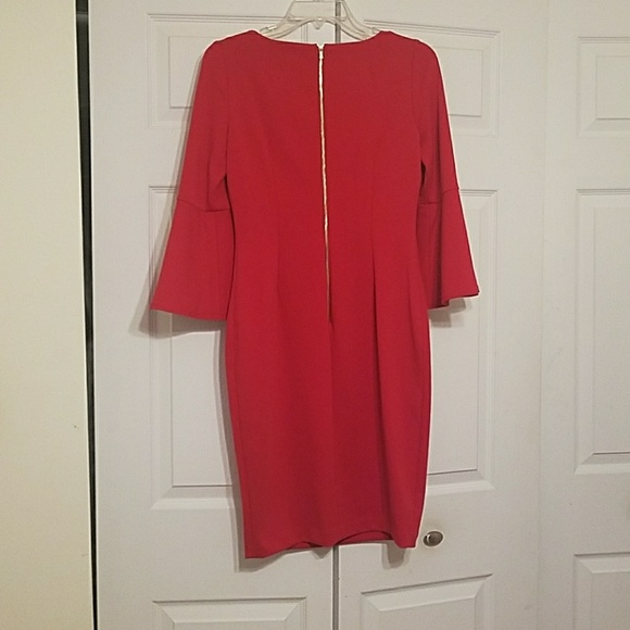 Calvin Klein Bell Sleeve Red Dress - Picture 2 of 4